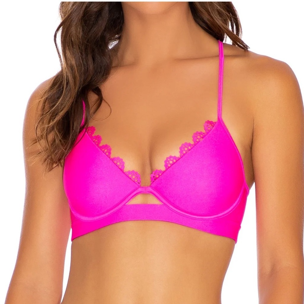 Luli Fama Noches De Sevilla Underwire Top in Poppin Pink Size Large